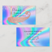 Trendy Imitats Holographic Glitzer Cleaner Service Visitenkarte (Vorne/Hinten)