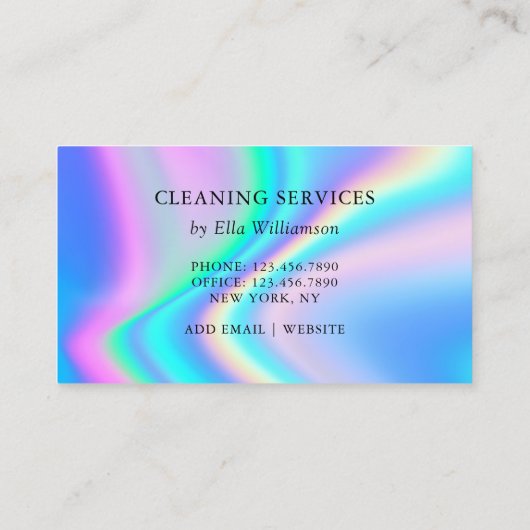 Trendy Imitats Holographic Glitzer Cleaner Service Visitenkarte (Rückseite)