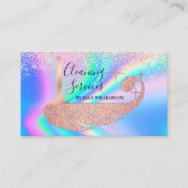 Trendy Imitats Holographic Glitzer Cleaner Service Visitenkarte (Vorderseite)