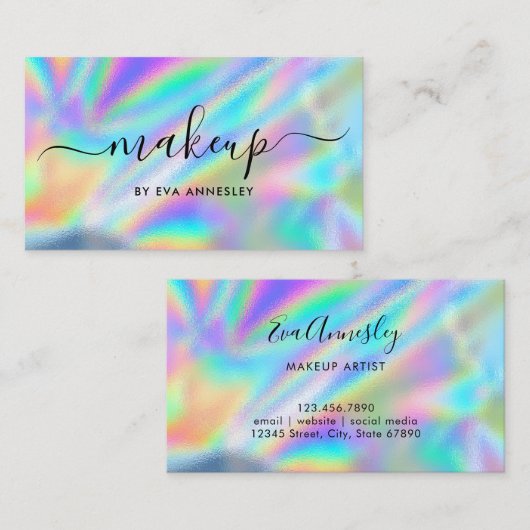 Trendy Imitats Holographic Makeup Artist Visitenkarte (Vorne/Hinten)