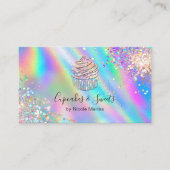 Trendy Imitats Holographic Rainbow Glitzer Cupcake Visitenkarte (Vorderseite)