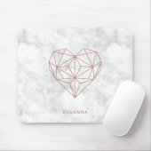 Trendy Imitats Rose Gold Geometric Heart Marble St Mousepad (Mit Mouse)