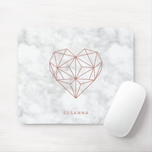 Trendy Imitats Rose Gold Geometric Heart Marble St Mousepad (Mit Mouse)