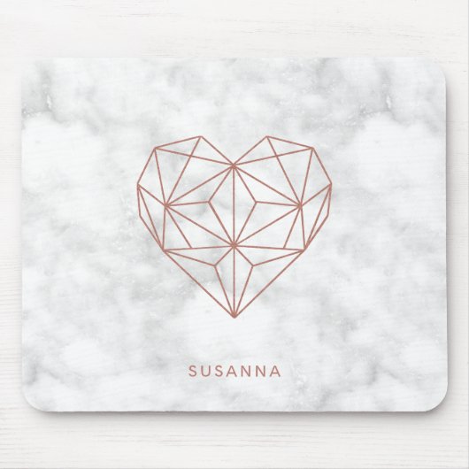 Trendy Imitats Rose Gold Geometric Heart Marble St Mousepad (Vorne)