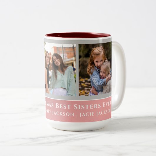 Trendy Imitats Rose Gold Script | Best Sisters Fot Zweifarbige Tasse (VorderseiteRechts)