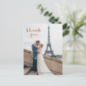 Trendy Imitats Rose Gold Typografie Hochzeit Viele Postkarte (Stehend Vorderseite)