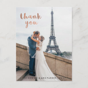 Trendy Imitats Rose Gold Typografie Hochzeit Viele Postkarte