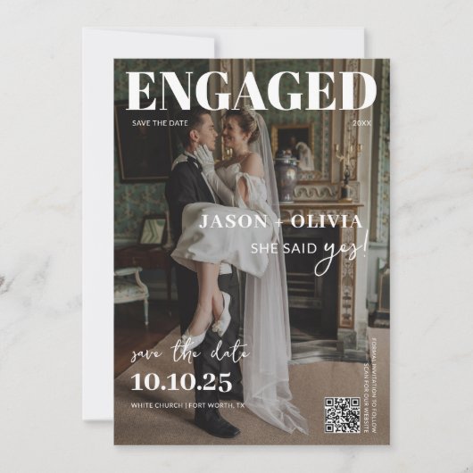Trendy in Style Magazine Cover Wedding Save The Date (Vorderseite)