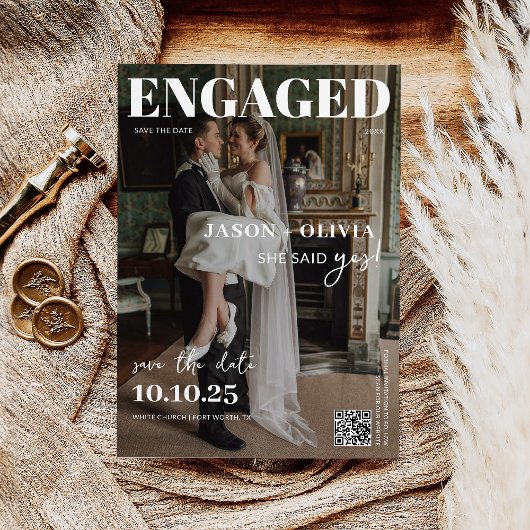 Trendy in Style Magazine Cover Wedding Save The Date