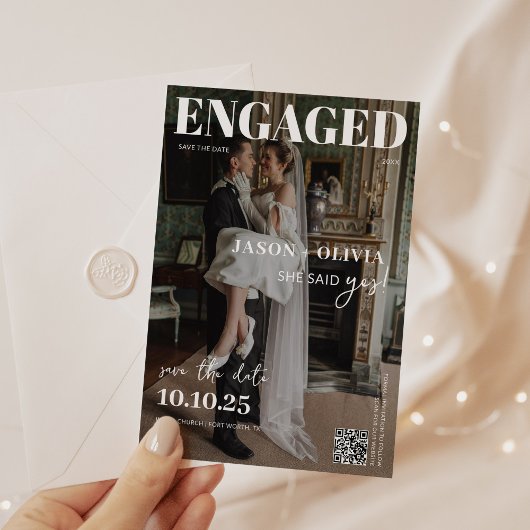 Trendy in Style Magazine Cover Wedding Save The Date