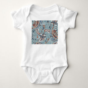 Trendy Indian Paisley: nahtloser Hintergrund. Baby Strampler
