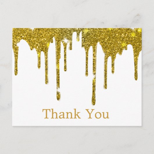 Trendy Inexpensiv Gold Glitzer Black Danke, Pos Postkarte (Vorderseite)