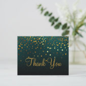 Trendy Inexpensiv Gold Glitzer Green Vielen Dank Postkarte (Stehend Vorderseite)