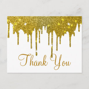 Trendy Inexpensiv Gold Glitzer White Vielen Dank Postkarte