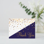 Trendy Inexpensive Gold Glitzer Blue Vielen Dank Postkarte (Stehend Vorderseite)