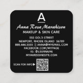 ~* Trendy INITIAL Abstrakt QR LOGO FOTO Aqua Quadratische Visitenkarte (Rückseite)