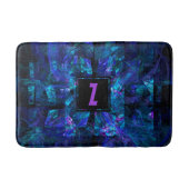 Trendy Initial Letter Monogram Shimmering Blue Badematte (Vorderseite)