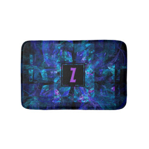 Trendy Initial Letter Monogram Shimmering Blue Badematte