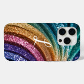 Trendy Initials Eleganter Rainbow Glitzer Case-Mate iPhone Hülle (Rückseite (Horizontal))