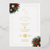 Trendy Initials Floral Christmas Bouquets Foto Folieneinladung (Vorderseite)
