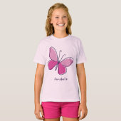 Trendy Insect Butterfly in Rosa und Name T-Shirt (Vorne ganz)