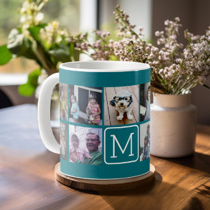 Trendy Instagram Foto Collage Custom Monogram Kaffeetasse