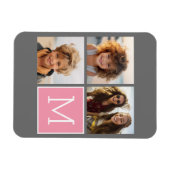 Trendy Instagram Foto Collage Custom Monogram Magnet (Horizontal)