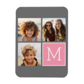 Trendy Instagram Foto Collage Custom Monogram Magnet (Vertikal)