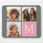 Trendy Instagram Foto Collage Custom Monogram Mousepad (Vorne)