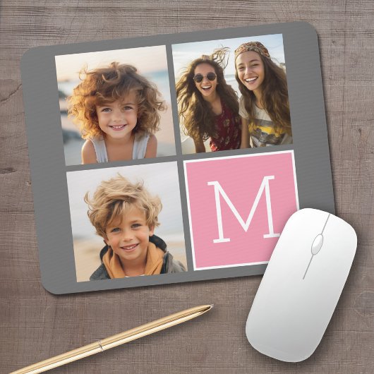 Trendy Instagram Foto Collage Custom Monogram Mousepad
