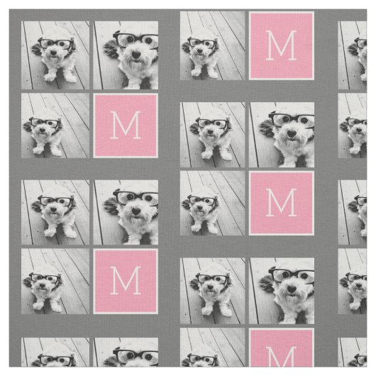 Trendy Instagram Foto Collage Custom Monogram Stoff (Muster)
