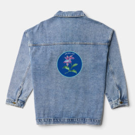 Trendy Iridescent Blume, Deep Blue Circle, Name Jeansjacke