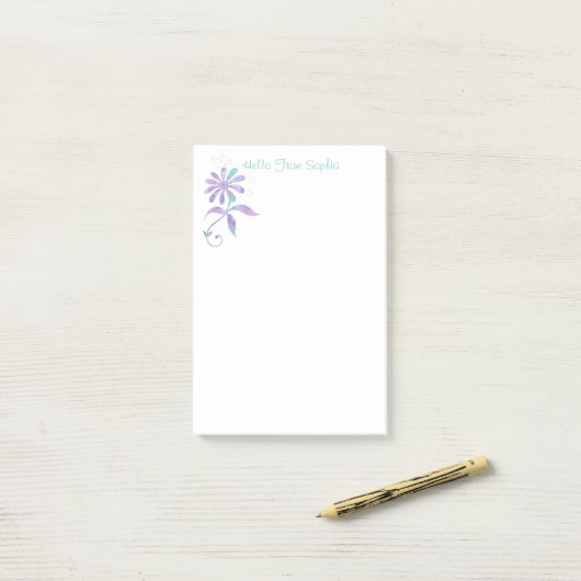 Trendy Iridescent Blume, DIY Name/Nachricht Post-it Klebezettel (Auf Schreibtisch)