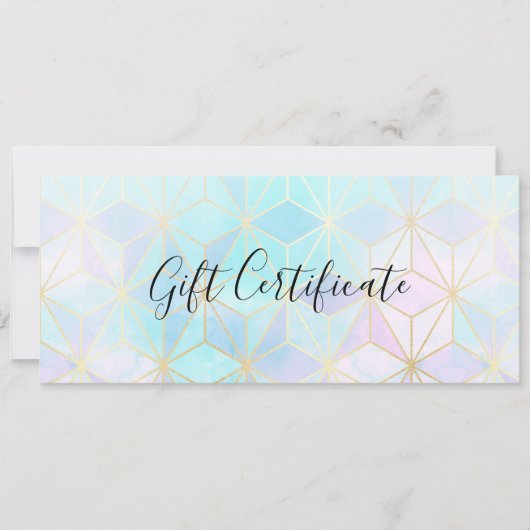 Trendy Iridescent Geometric Gift Certificate (Vorderseite)