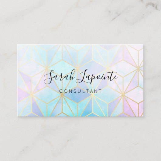 Trendy Iridescent & Pastel Geometric Design Visitenkarte (Vorderseite)