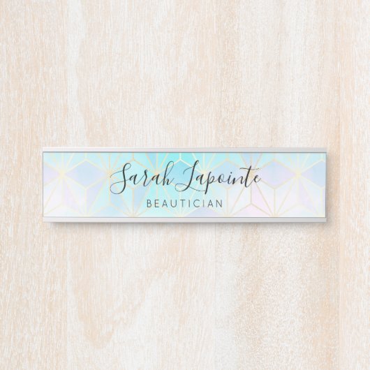 Trendy Iridescent & Pastel Geometric Pattern Türschild (Vorderseite )
