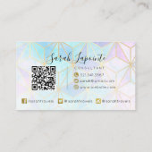 Trendy Iridescent & Pastel Geometric QR-Code Visitenkarte (Rückseite)