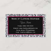 Trendy Jaguar-Druck-Rosa-Band-Mode-Butike Visitenkarte (Rückseite)