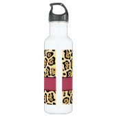 Trendy Jaguar Print mit rosa Ribbon Bow und Name Trinkflasche (Rückseite)