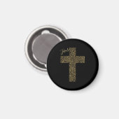 Trendy Jesus Gold Cross Black Magnet (Vorderseite/Rückseite)