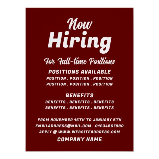 Trendy Job Vacancy Rekrutierung Werbung Poster (Vorderseite)