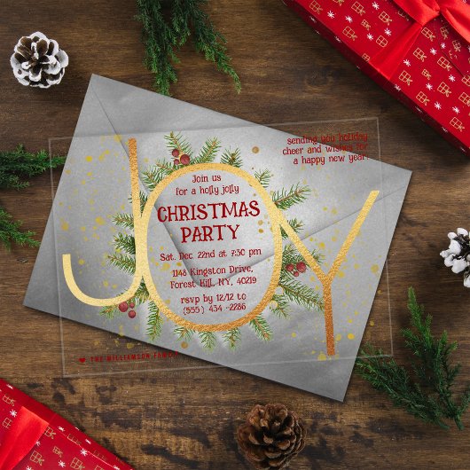 Trendy Joy Pine Boughs Wreath Christmas Party Acryleinladungen