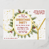 Trendy Joy Pine Boughs Wreath Christmas Party Folieneinladung (Vorderseite)