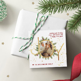 Trendy Joy Pine Boughs Wreath Christmas Photo Geschenkanhänger