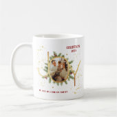 Trendy Joy Pine Boughs Wreath Christmas Photo Kaffeetasse (Links)