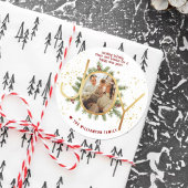 Trendy Joy Pine Boughs Wreath Christmas Photo Runder Aufkleber