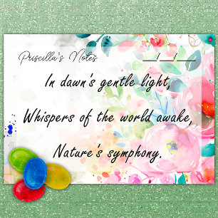 Trendy Joyful Watercolor Blume 4" x 3" Post-it Klebezettel