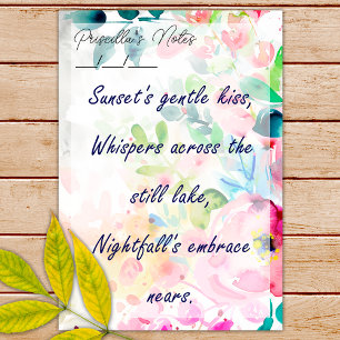 Trendy Joyful Watercolor Blume 4" x 6" Post-it Klebezettel