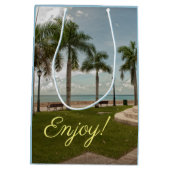 Trendy Jungfrau Islands Tropical Palm Trees Mittlere Geschenktüte (Rückseite)