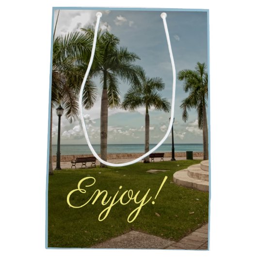 Trendy Jungfrau Islands Tropical Palm Trees Mittlere Geschenktüte (Rückseite)